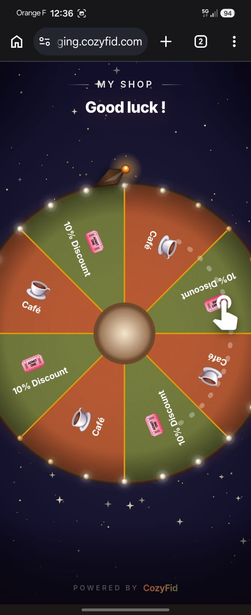 A customer playing the game on their phone